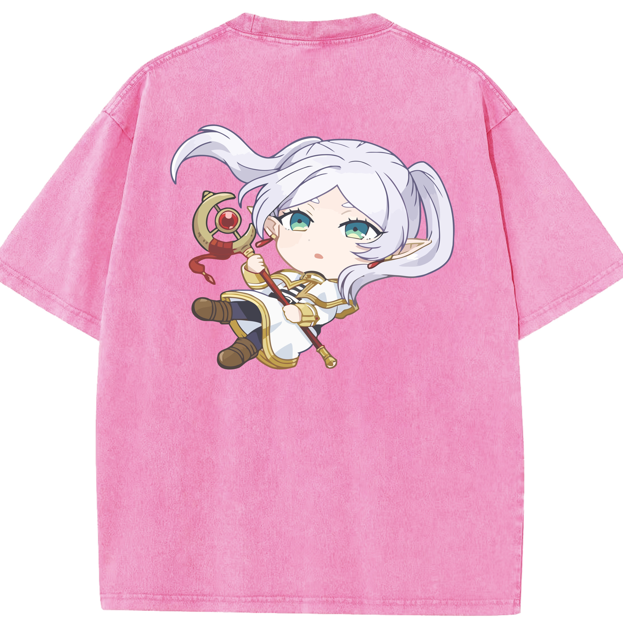 （画像用） 葬送のフリーレン Frieren 綿100% ヴィンテージ風 半袖Tシャツ（背面プリント）